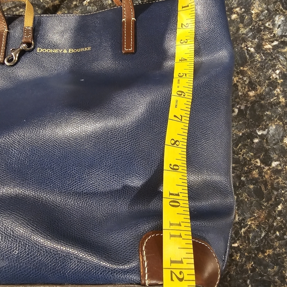 Dooney Bourke Vintage Navy Brown pebble grain leather large tote satchel - Picture 11 of 15
